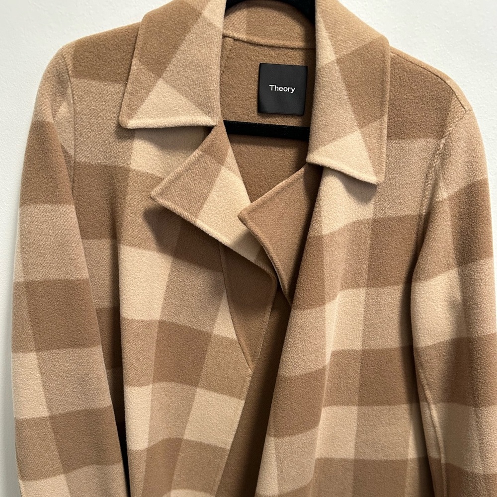 Theory Overlay Check Df Double Face Wool Coat Cam… - image 3